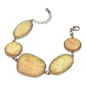 Designer Statement Bracelet Gold Toned Yellow Iridescent Beads Premier Urban 13M